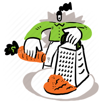 grater, carrot, vegetable, kitchen, utensil, woman, people